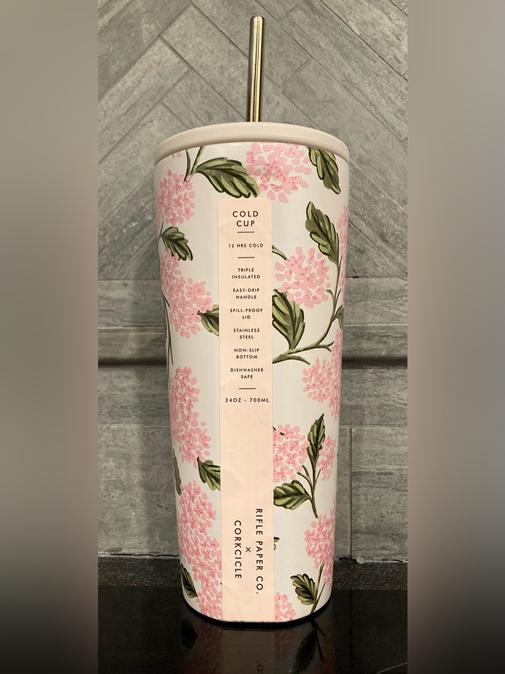 Rifle Paper Co. x Corkcicle Pink Floral Cold Cup Tumbler Ltd Edition (2)